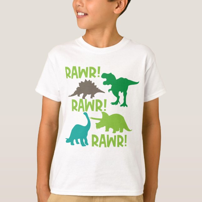 Trendig för barn; Dinosaur Print Kids T Shirt (Framsida)