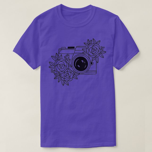 Trendig för Blommigt av fotokamera T Shirt (Design framsida)