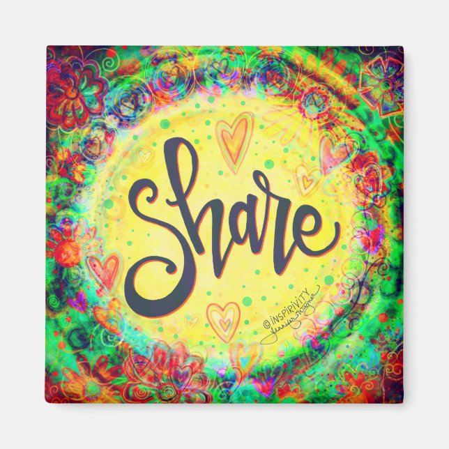 Trendig för Blommigt av Gult för  Söt Magnet (Framsidan)