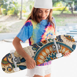 Trendig för Coola av Blommönstret Retro Mini Skateboard Bräda 18,5 Cm