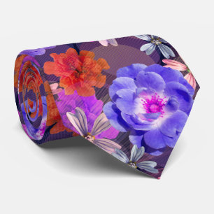 Trendig för Cute & Girly Lila-Blommönster, färgsta Slips