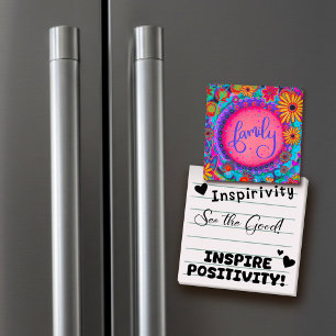Trendig för Family Söt Blommigt Rosa Inspiritivity Magnet