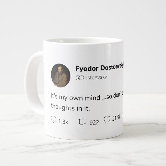 trendig för modernt texttecken för vitt trendig jumbo mugg (Framsida vänster)