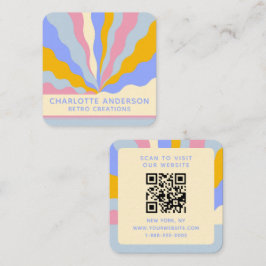 Trendig för QR-Abstrakt för Retro Vintage Rays QR- Fyrkantigt Visitkort