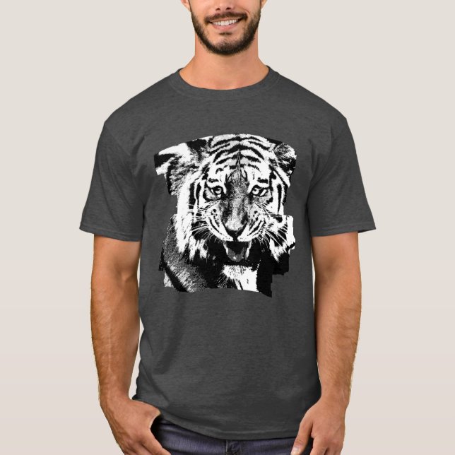 Trendig för träkol, tiger Modern Elegant T Shirt (Framsida)