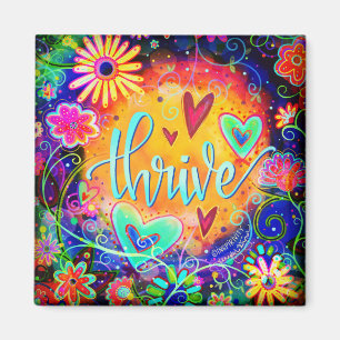 Trendig FÖR TRE Roligt Blommigt ETT ORD-inspiritiv Magnet