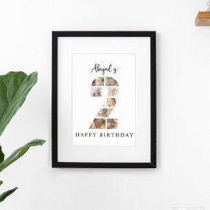 Trendig fotokollage 2-års födelsedagsfirande välko poster