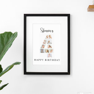 Trendig fotokollage 4-års födelsedagsfirande välko poster