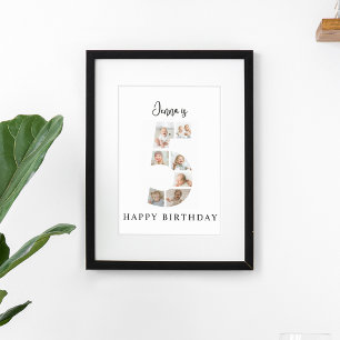 Trendig fotokollage 5-års födelsedagsfirande välko poster