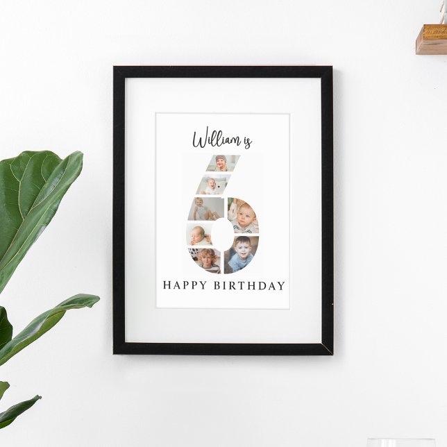 Trendig fotokollage 6-års födelsedagsfest välkomst poster (Skapare uppladdad)