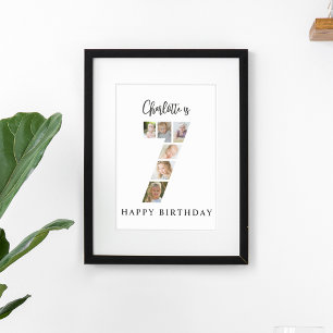 Trendig fotokollage 7-års födelsedagsfirande välko poster