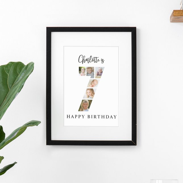 Trendig fotokollage 7-års födelsedagsfirande välko poster (Skapare uppladdad)