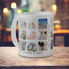 Trendig fotokollagepresent 'Glad fars dag' Kaffemugg