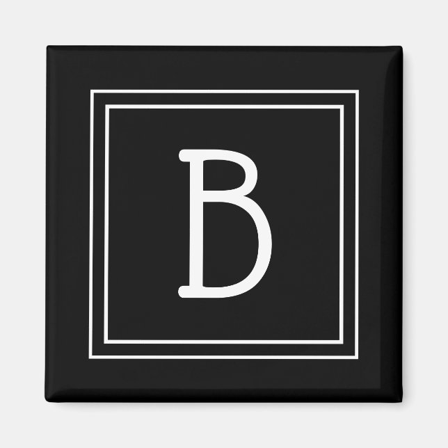 Trendig Framed Monogram Black & White Initial Magnet (Framsidan)