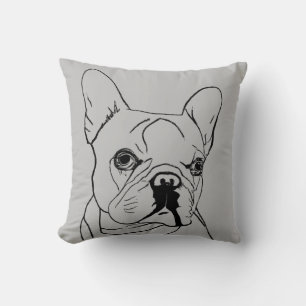 Trendig fransk bulldog grå linjeteckning kudde