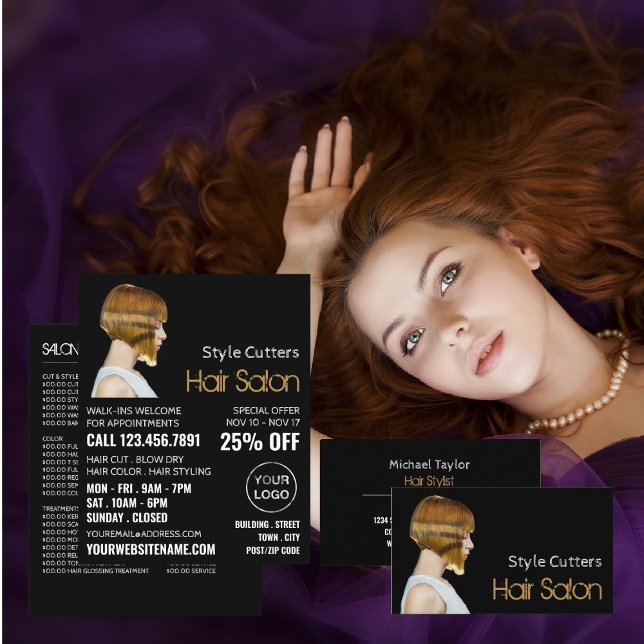 Trendig frisyr, frisör, frisersalongreklam reklamblad (Skapare uppladdad)