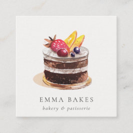 TRENDIG FRUIT BLOMMIGT CAKE PATISSERIE CUPCAKE BAK FYRKANTIGT VISITKORT