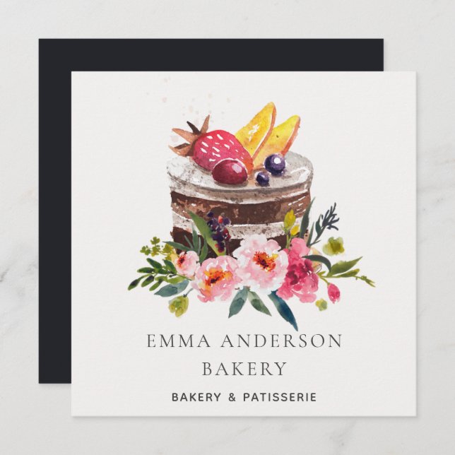 Trendig frukt blomsterkaka konditori Cupcake Bager Inbjudningar (Fram/baksida)