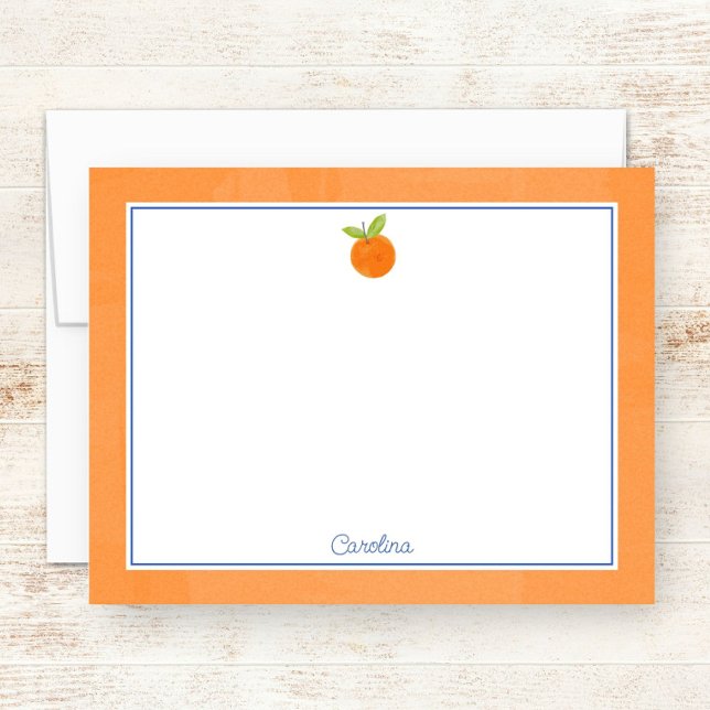 Trendig frukt i citrusfärger Orange & Blå Notkort Anteckningskort (Skapare uppladdad)