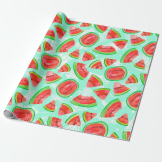 Trendig frukt mönster. Konstnärlig vattenmelonbakg Presentpapper