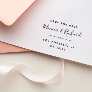 Trendig Fuchsia Bröllop Calligraphy Save Date Självfärgande Stämpel