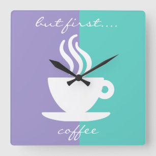 Trendig Funny Kaffe-teman Kökskärl Fyrkantig Klocka