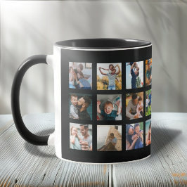 Trendig fyrkantig fotokollage med 24 bilder som mi mugg