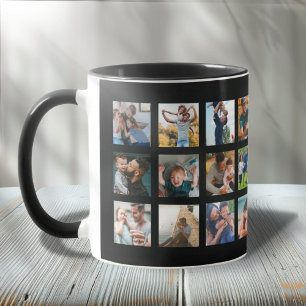 Trendig fyrkantig fotokollage med 24 bilder som mi mugg
