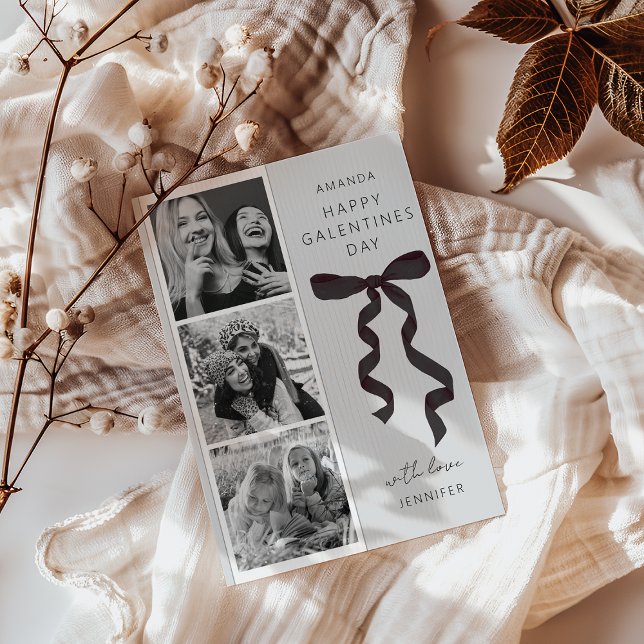 Trendig Galentines Day-kort med 3 foton och snygg  Julkort (Skapare uppladdad)