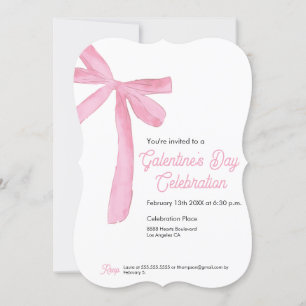 Trendig Galentine's day Rosa Ribbon Bow Inbjudningar