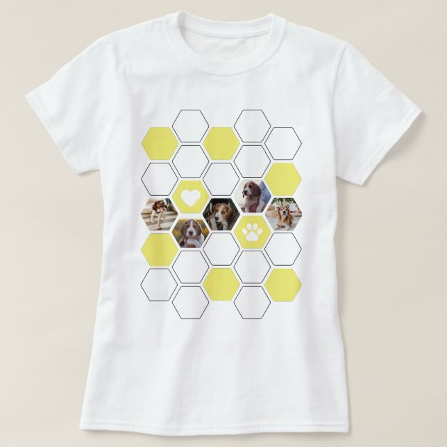 Trendig Geometric I Kärlek My Hund Heart Gult Phot T Shirt (Design framsida)