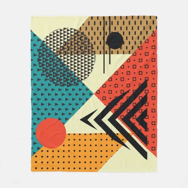 Trendig Geometric Inslag, Retro Stil. Fleecefilt (Framsidan)