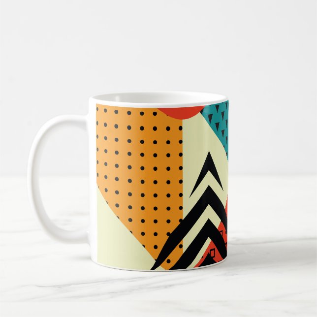Trendig Geometric Inslag, Retro Stil. Kaffemugg (Vänster)