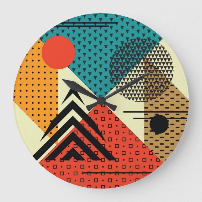 Trendig Geometric Inslag, Retro Stil. Stor Klocka (Framsida)