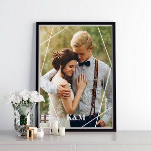 Trendig Geometric Ram och Monogram Poster