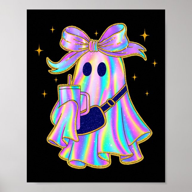 Trendig Ghost Shirt Coffee Tumbler Pastel Hallowee Poster (Framsidan)