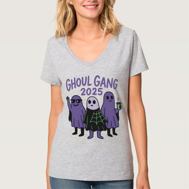 Trendig Ghoul Gang Coffee Squad Halloween 2025 T Shirt (Framsida)