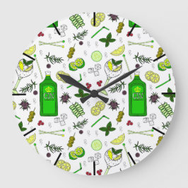 Trendig Gin Cocktails Print Cocktail Pub Patterned Stor Klocka