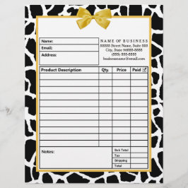 Trendig Giraffe Gult Bow Boutique orderformulär Brevhuvud