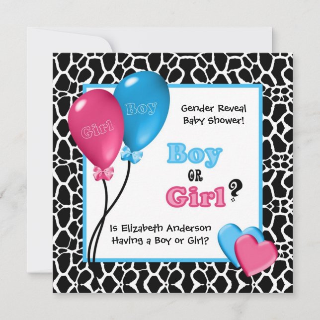 Trendig Giraffe Print Gender Reveal Baby Shower Inbjudningar (Framsida)
