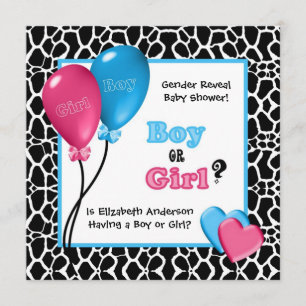 Trendig Giraffe Print Gender Reveal Baby Shower Inbjudningar