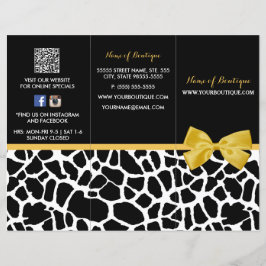 Trendig Giraffe Print Gult Bow Boutique Brochure