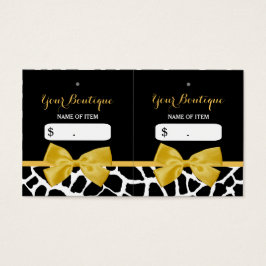 Trendig Giraffe Print Gult Bow Boutique-Märkre Visitkort