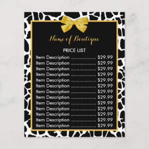 Trendig Giraffe Print Gult Bow Boutique Pris Flygblad