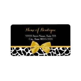 Trendig Giraffe Print Gult Bow Mode Boutique Adressetikett