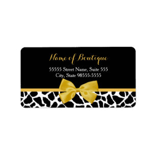 Trendig Giraffe Print Gult Bow Mode Boutique Adressetikett