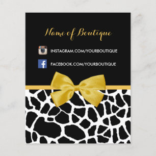 Trendig Giraffe Print Gult Bow Mode Boutique Flygblad