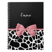 Trendig Giraffe Print Rosy Rosa Bow with Namn