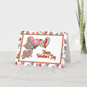 Trendig Girl Hearts Valentine Tack Kort