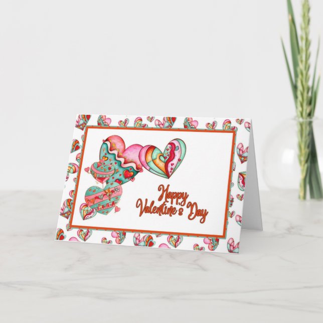 Trendig Girl Hearts Valentine Tack Kort (Framsida)